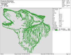Digital Wolf Embroidery Design DT1464