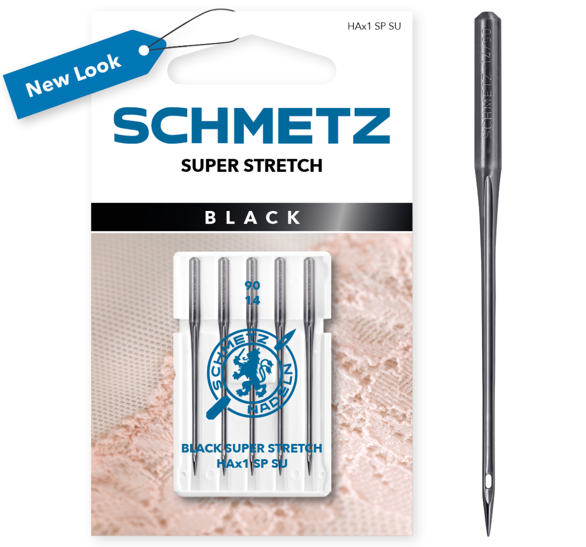 SCHMETZ Super Stretch Black Needle Size 14 (Pack of 5 Needles)