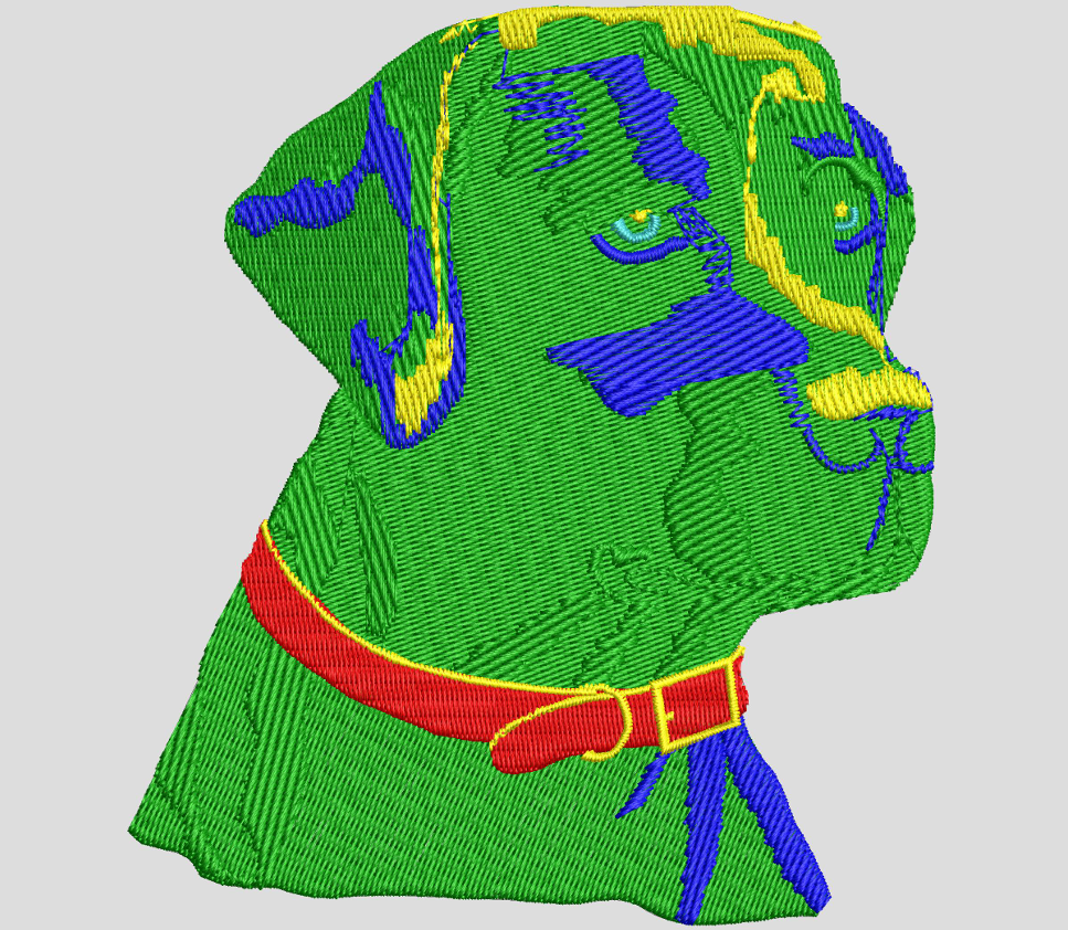 Digital Dog Head Embroidery Design