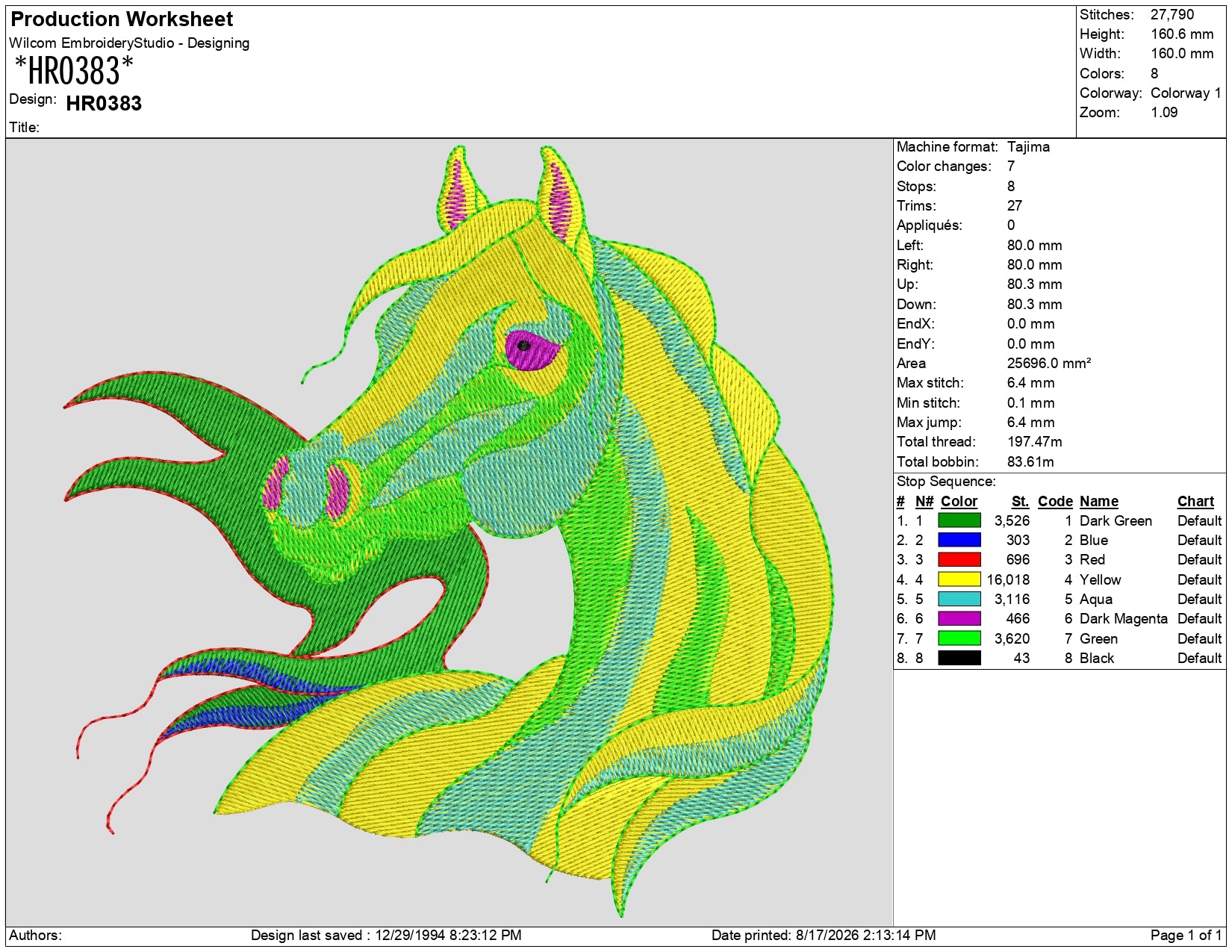 Digital Horse Embroidery Design HR0383